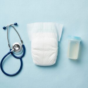 image 2 - 깨끗한 아기 기저귀와 옆에 놓인 소변 검사 키트, 청결함을 강조하는 이미지