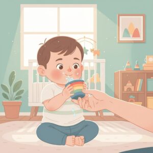 이미지 2 - '어린이용 전해질 음료를 컵으로 조금씩 마지고 있는 아이의 모습'