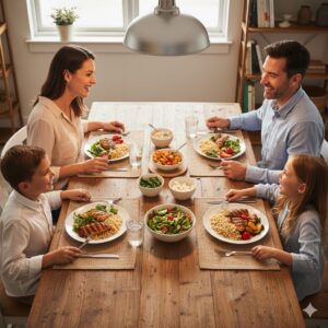 이미지 5 - 따뜻한 저녁 식사 자리에서 가족이 화목하게 웃고 있는 모습