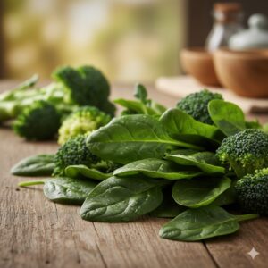 이미지 3 - 초록빛 신선한 시금치와 채소들이 정갈하게 담긴 이미지