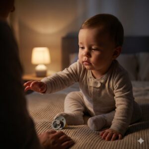 이미지 1 - 아기가 잠결에 입을 오물거리며 엄마의 품을 찾는 모습