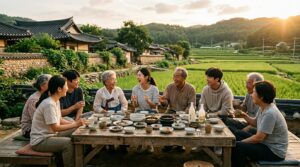 [이미지 4 - 지역 주민들과 소통하며 마을 잔치를 여는 청년들의 실제 활동 장면]