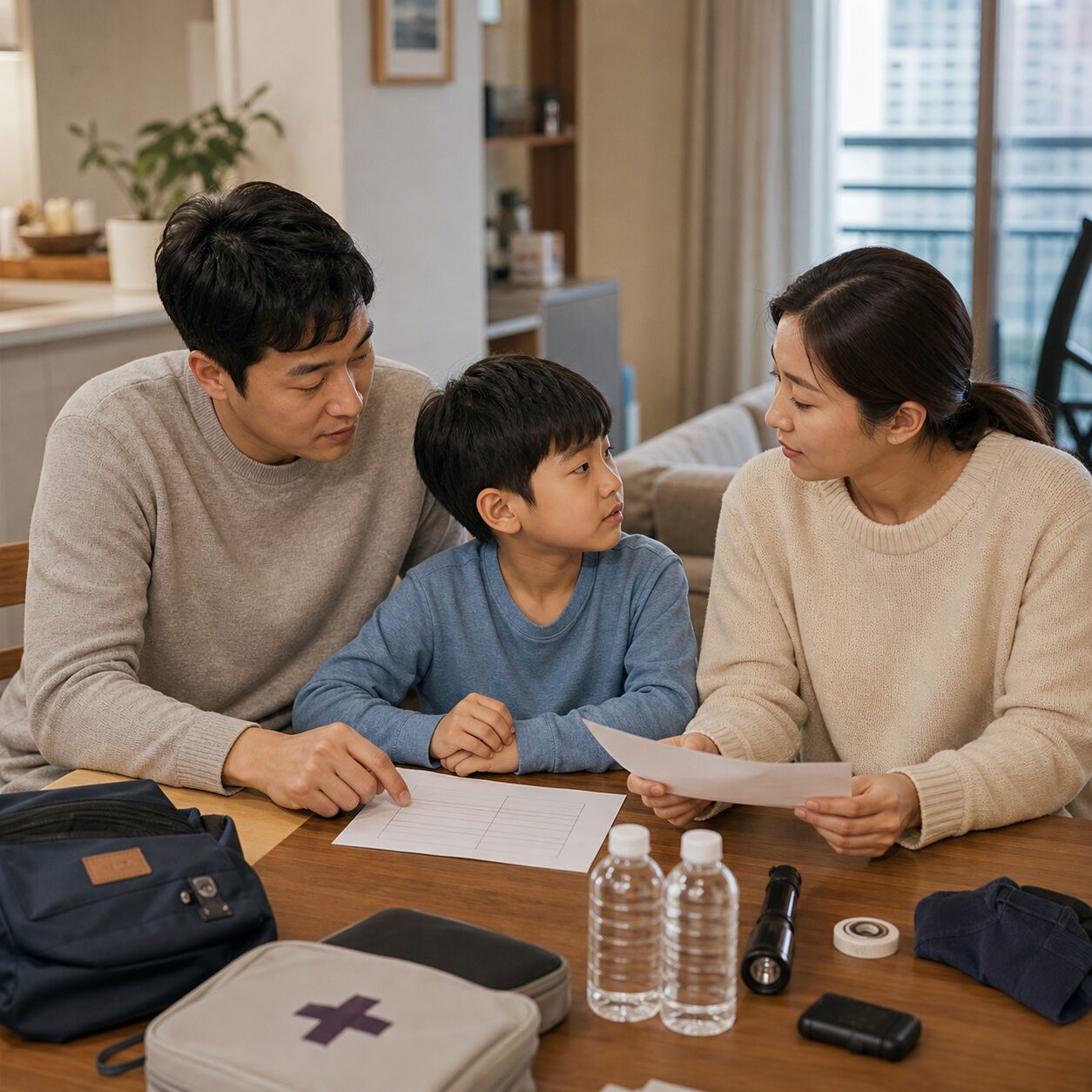 가족 사칭 보이스피싱, 부모가 송금 전 확인할 9가지 2 식탁에서 가족 암호와 비상 연락망을 함께 점검하는 한국 가족