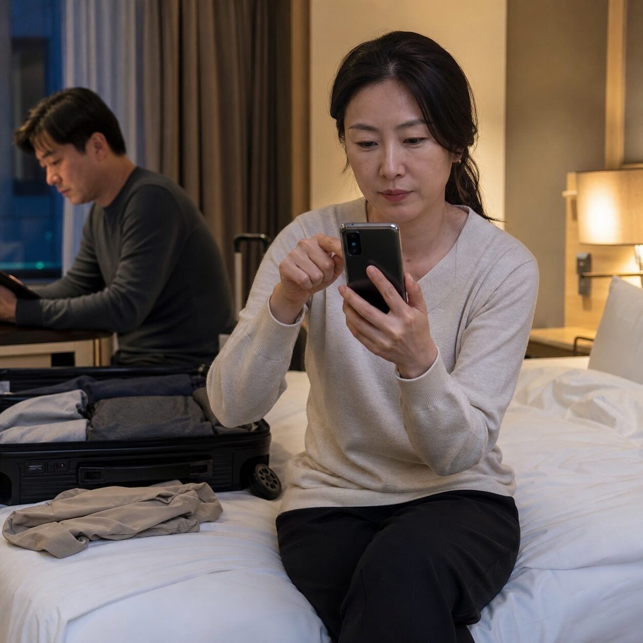 휴가철 공공 와이파이 보안, 30~40대 부모가 확인할 10가지 3 수상한 로그인 알림을 확인하고 와이파이를 끄는 한국인 여행자