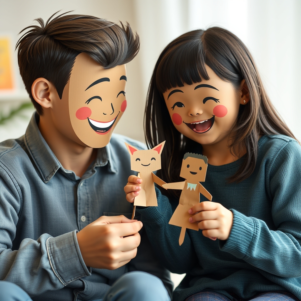 아이의 상상력을 키우는 그림책 독후 활동, 3040 부모를 위한 10가지 실전 가이드 2 종이 인형을 활용해 그림책 내용을 재구성하는 부모와 아이
