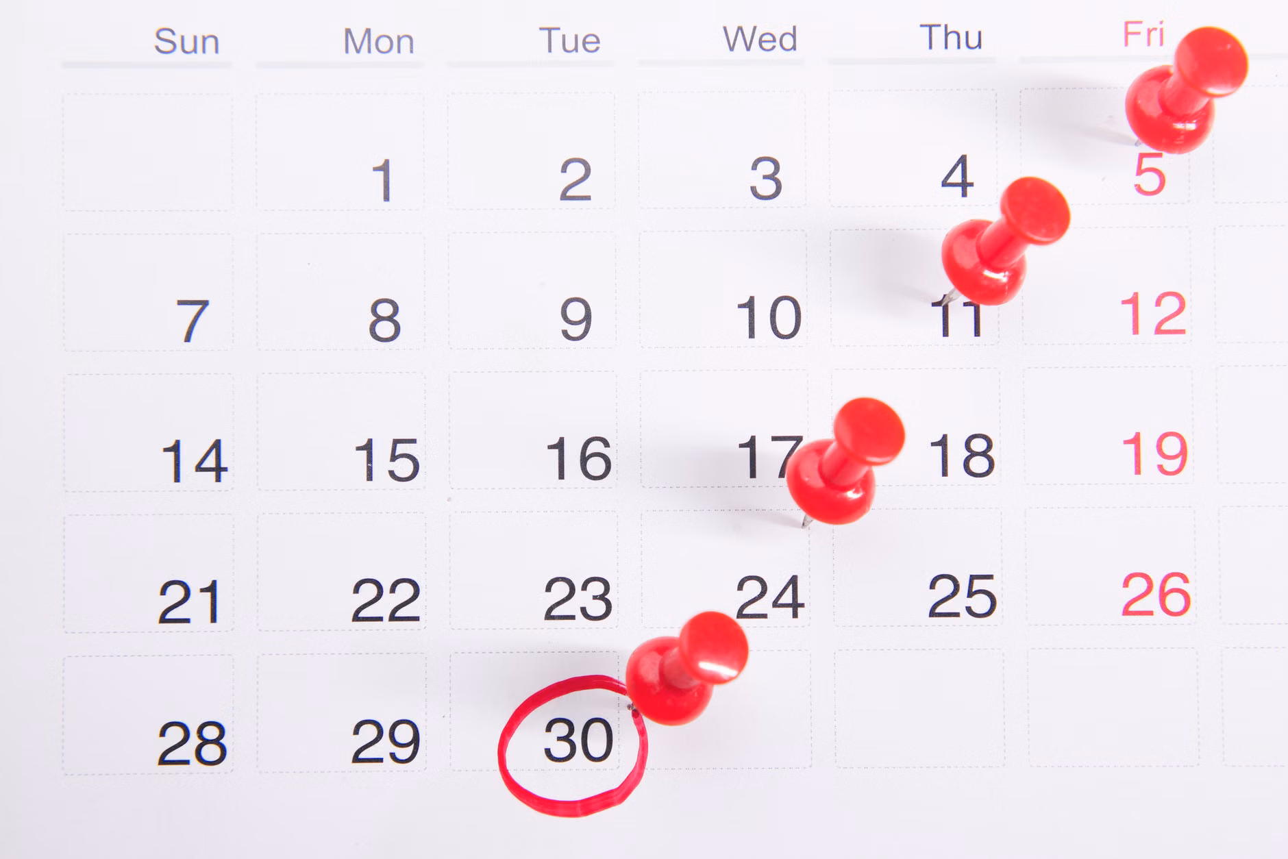 9월 30일 날짜가 표시된 달력 이미지